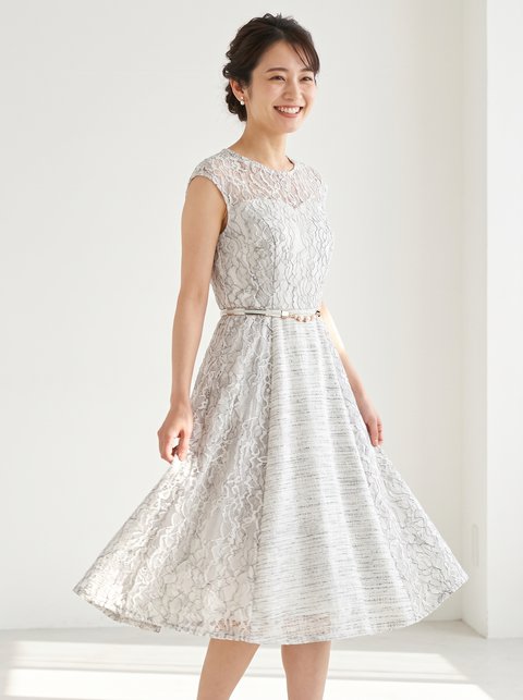 パール エナメル パーティーベルト（ホワイト・グレー系・Mサイズ）| 名古屋のレンタルドレス24DRESS