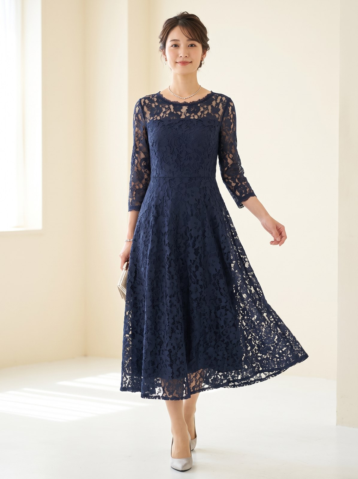 フィッシュテールワンピース(ネイビー・ブルー系・XLサイズ)| 名古屋のレンタルドレス24DRESS