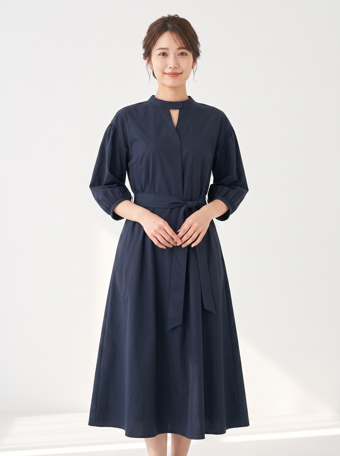 ワンピースドレス袖ありとミモレ丈タックスリーブシャツ(黒(ブラック)・Sサイズ)| 名古屋のレンタルドレス24DRESS