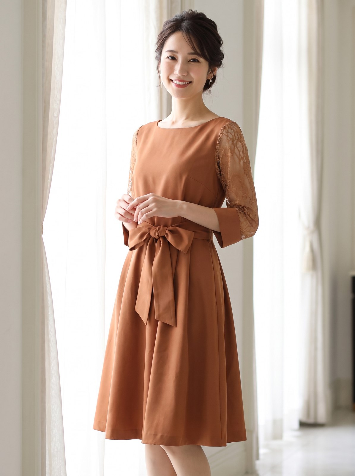 ブラウン・ベージュ系パーティードレス（ブラウン・ベージュ系・Mサイズ）| 名古屋のレンタルドレス24DRESS