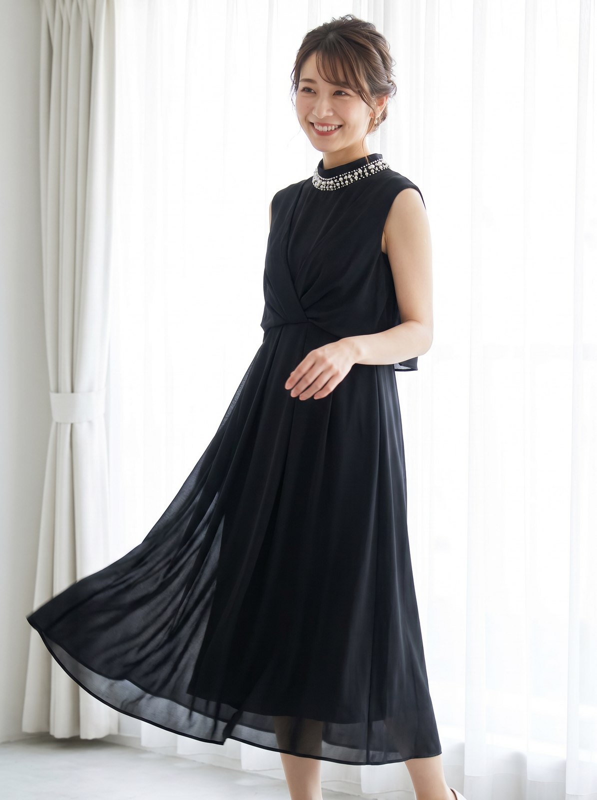 2WAYマキシスカートワンピース（黒（ブラック）・Mサイズ）| 名古屋のレンタルドレス24DRESS