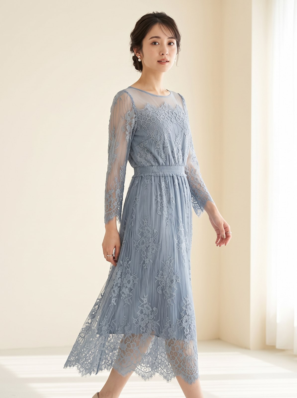 【Mon E’toile】レースドレス（ネイビー・ブルー系・Mサイズ）| 名古屋のレンタルドレス24DRESS