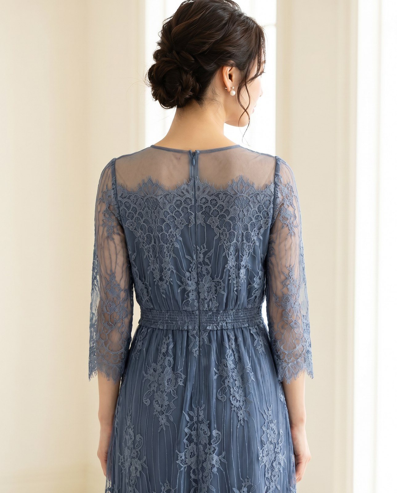 【Mon E’toile】レースドレス（ネイビー・ブルー系・Mサイズ）| 名古屋のレンタルドレス24DRESS 写真2