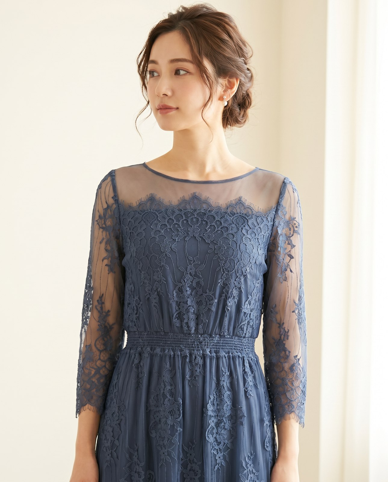 【Mon E’toile】レースドレス（ネイビー・ブルー系・Lサイズ）| 名古屋のレンタルドレス24DRESS 写真2