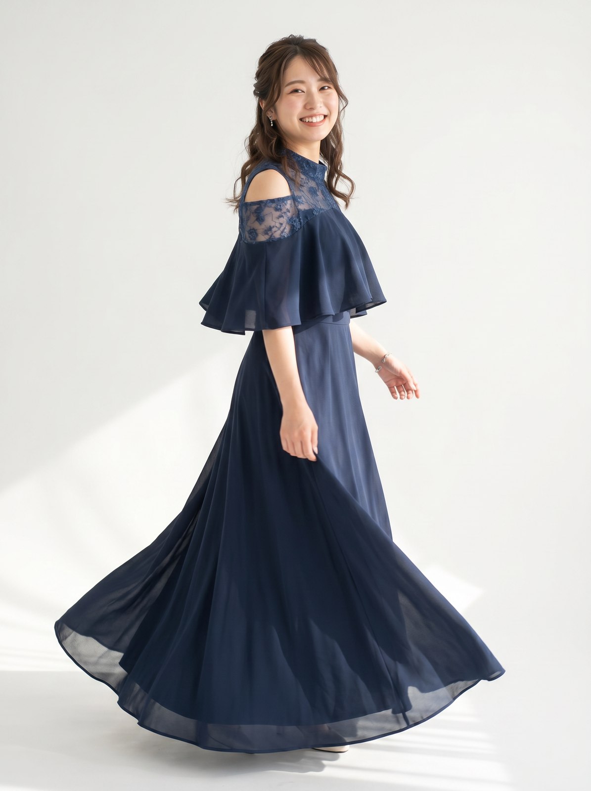 オープンショルダー ケープ風ロングドレス（その他・XLサイズ）| 名古屋のレンタルドレス24DRESS