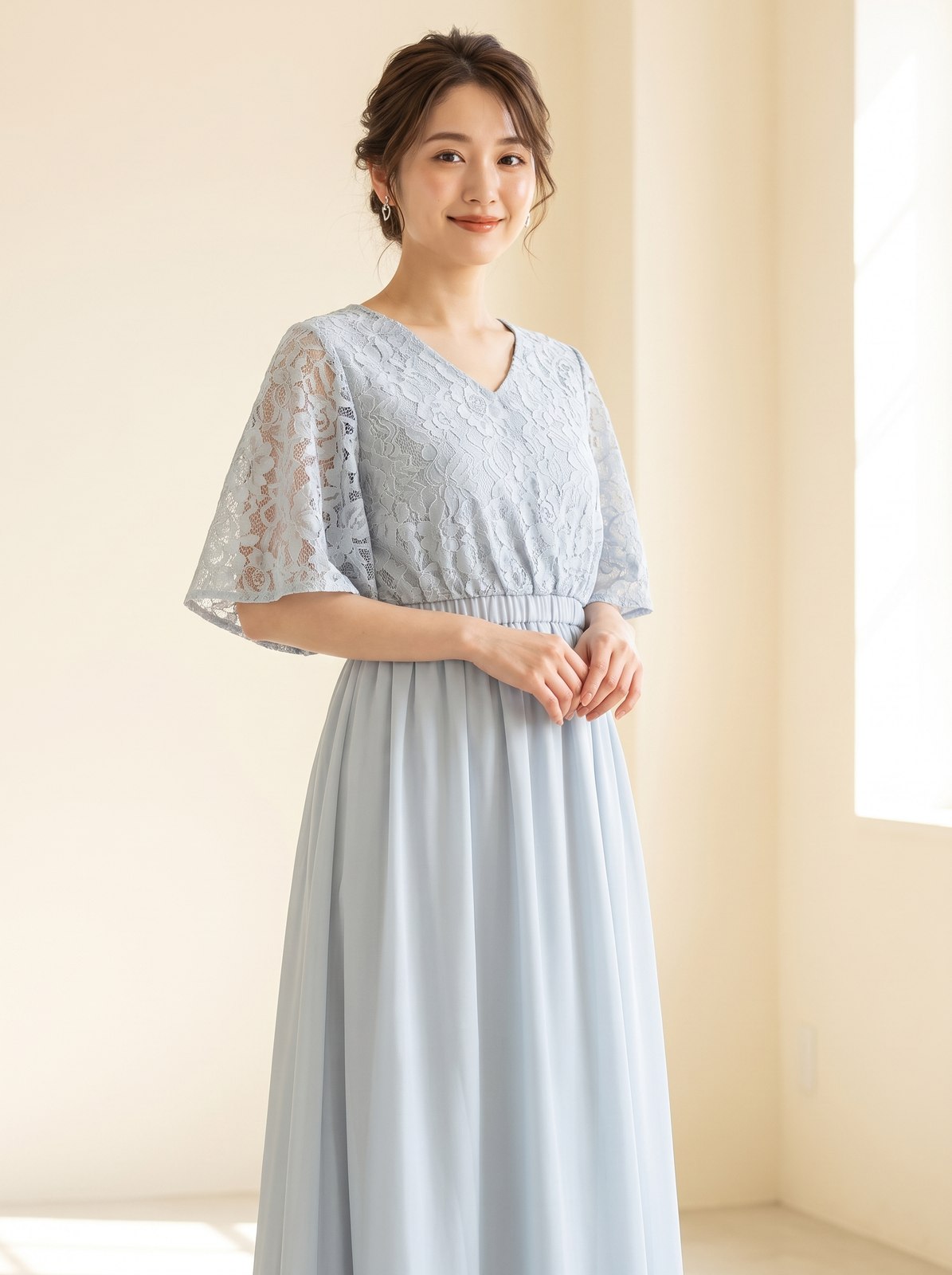 レーストップス×シフォン ロングドレス（その他・XLサイズ）| 名古屋のレンタルドレス24DRESS