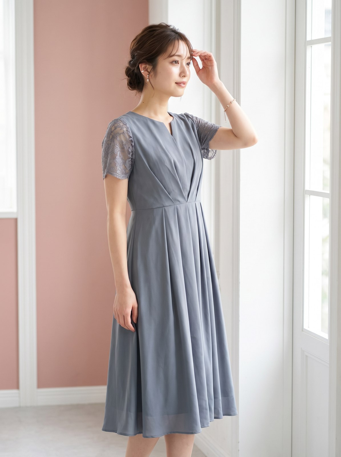 キーネック タックフレアドレス(その他・XSサイズ)| 名古屋のレンタルドレス24DRESS