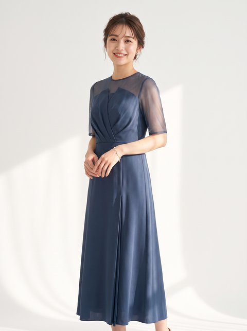 フィッシュテールリボンドレス(ネイビー・ブルー系・Lサイズ)| 名古屋のレンタルドレス24DRESS