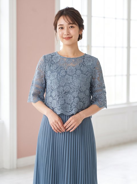 レーストップス重ね プリーツスカートドレス(その他・Sサイズ)| 名古屋のレンタルドレス24DRESS