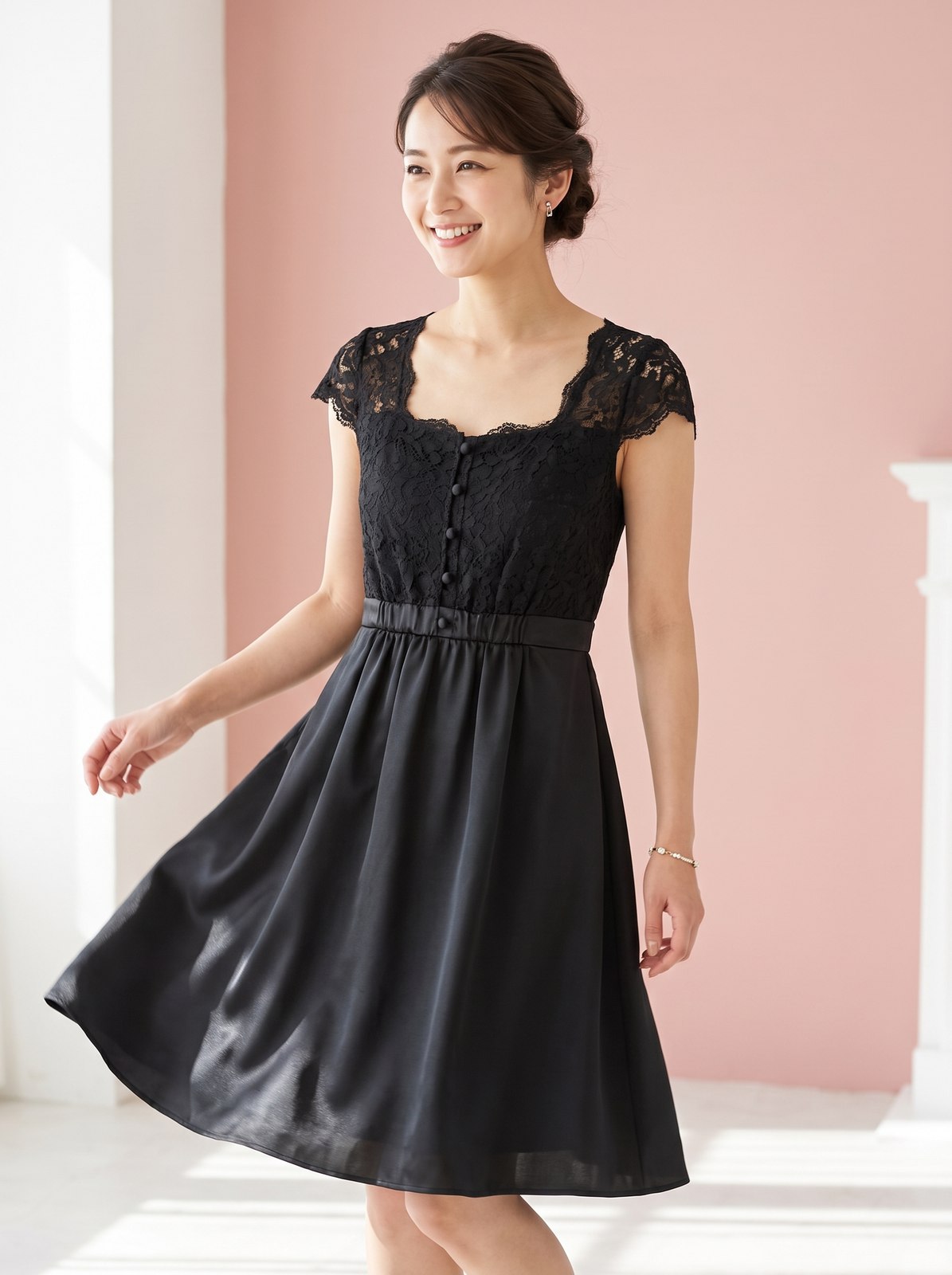 レースビスチェ風 くるみボタンドレス（その他・Mサイズ）| 名古屋のレンタルドレス24DRESS