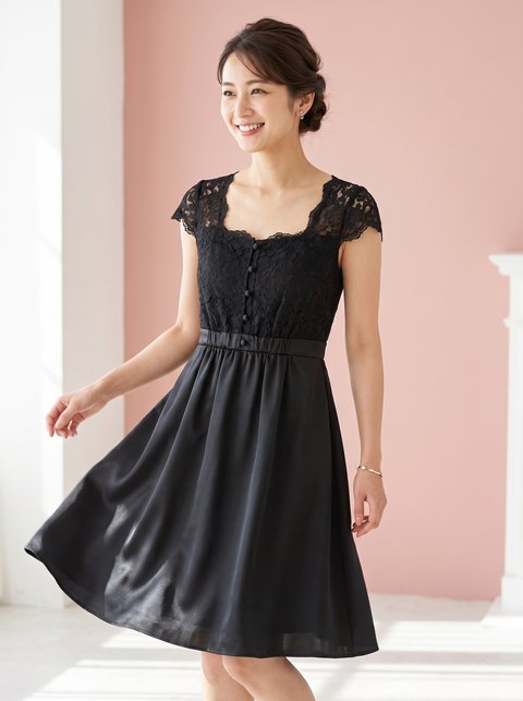 レースビスチェ風 くるみボタンドレス（その他・Mサイズ）| 名古屋のレンタルドレス24DRESS