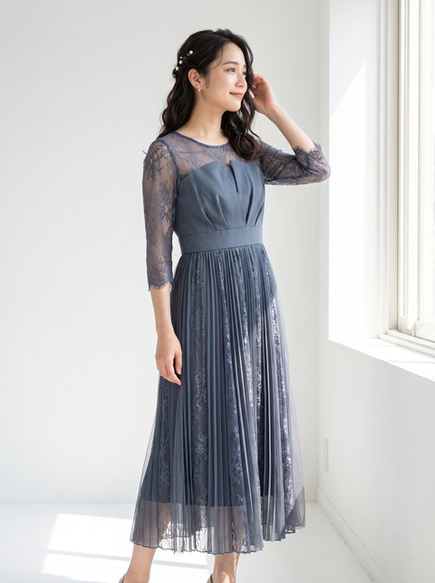 ビスチェ風切り替え レース×プリーツドレス(その他・Mサイズ)| 名古屋のレンタルドレス24DRESS
