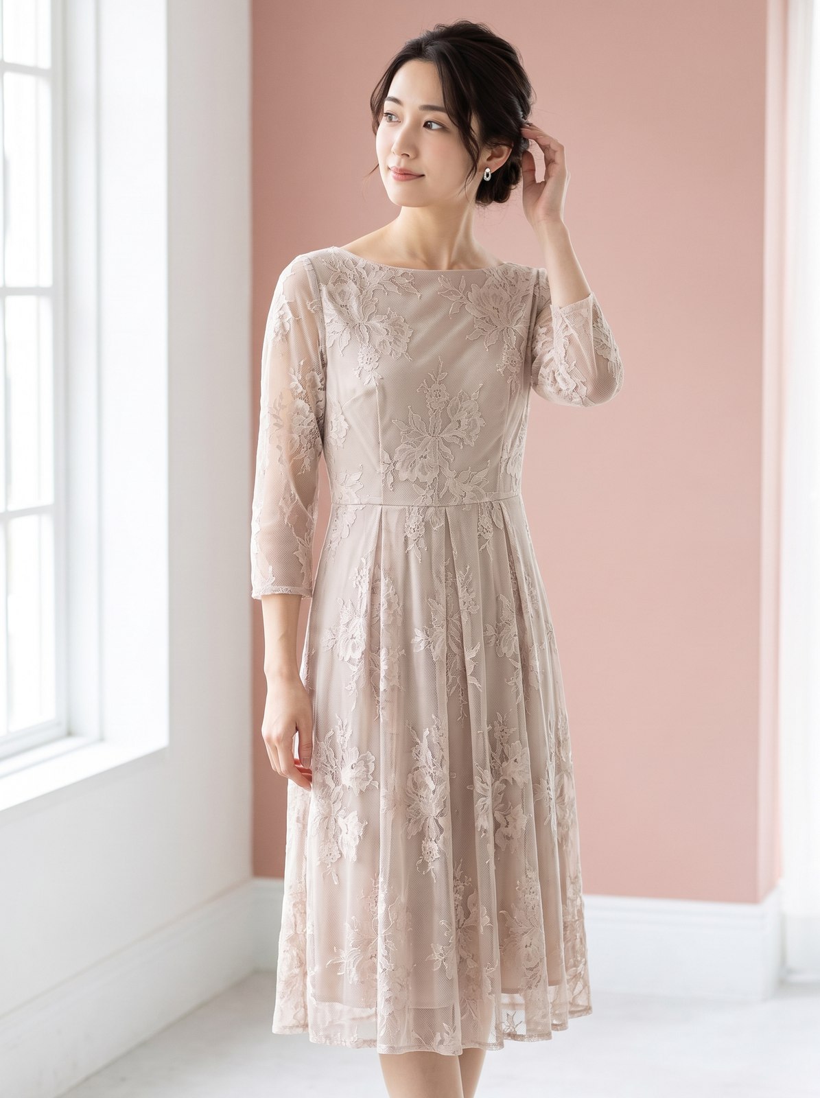 フラワー刺しゅう調 チュールワンピース（その他・Sサイズ）| 名古屋のレンタルドレス24DRESS