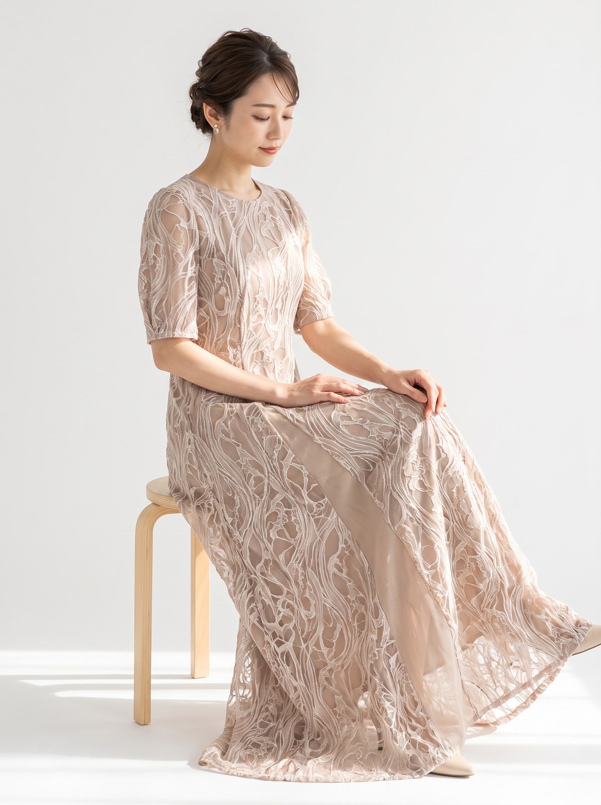 総レースロングワンピース・パーティードレス（その他・Mサイズ）| 名古屋のレンタルドレス24DRESS