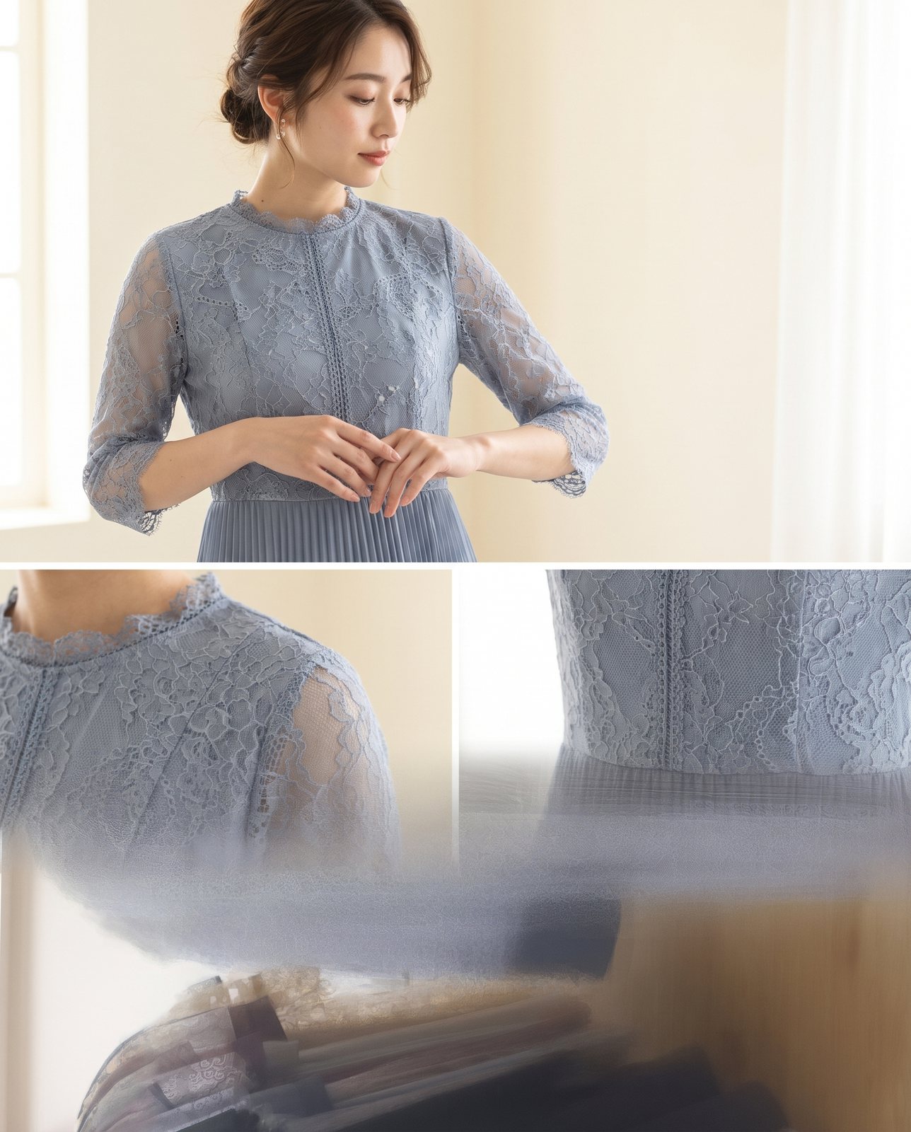 アコーディオンプリーツ レースドレス（その他・Mサイズ）| 名古屋のレンタルドレス24DRESS 写真2