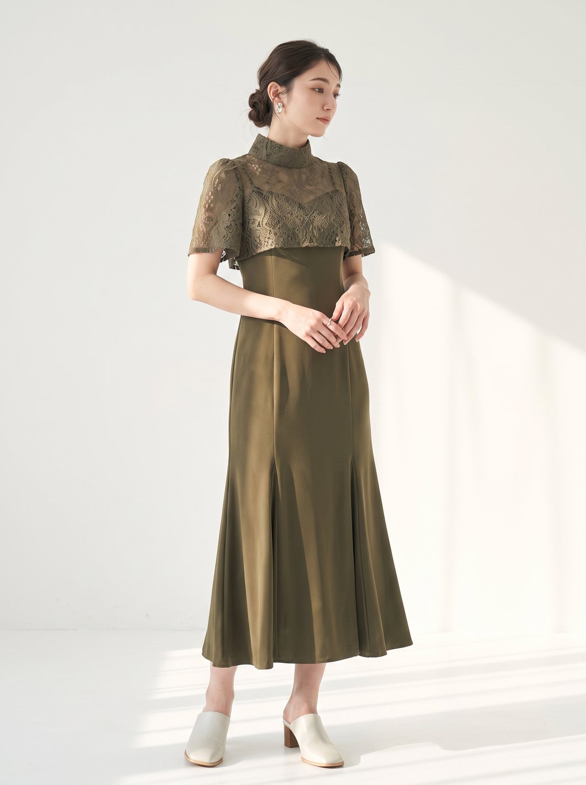3wayレースボレロ&マーメイドキャミドレス(グリーン系・Mサイズ)| 名古屋のレンタルドレス24DRESS