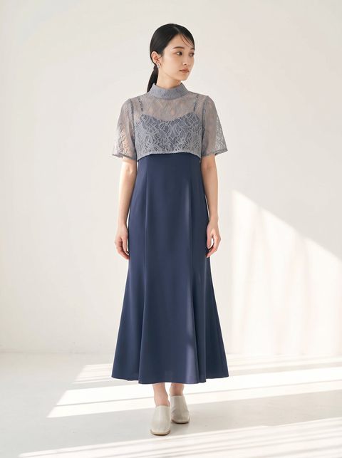 3wayレースボレロ&マーメイドキャミドレス(ネイビー・ブルー系・Mサイズ)| 名古屋のレンタルドレス24DRESS